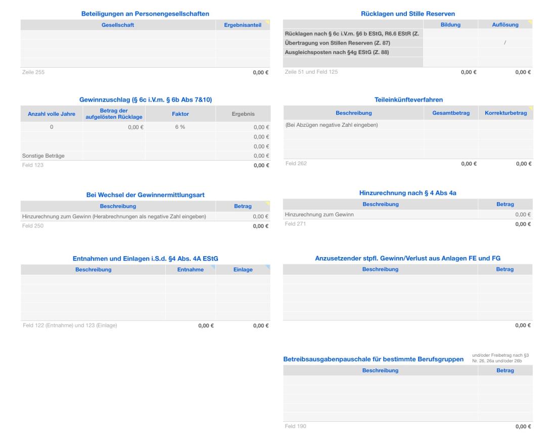 Einnahmen-Überschuss-Rechnung 2022 mit USt Sonstiges