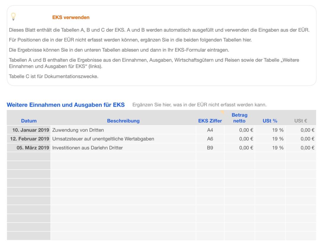 Vorlage Einnahmen-Überschuss-Rechnung 2019 Anlage EKS der ARGE
