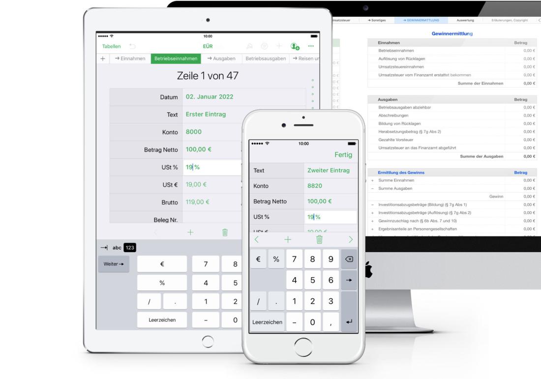 Vorlage Einnahmen-Überschuss-Rechnung 2022 für Mac und iPad OS