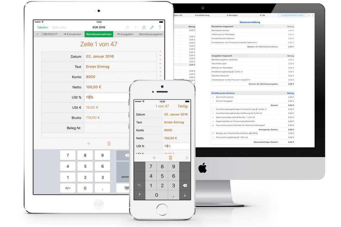 Vorlage Einnahmen-Überschuss-Rechnung 2016 für Mac und iPad Formular Einnahmen