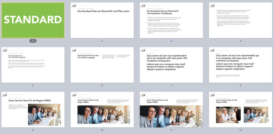 Keynote Vorlage Standard Layouts