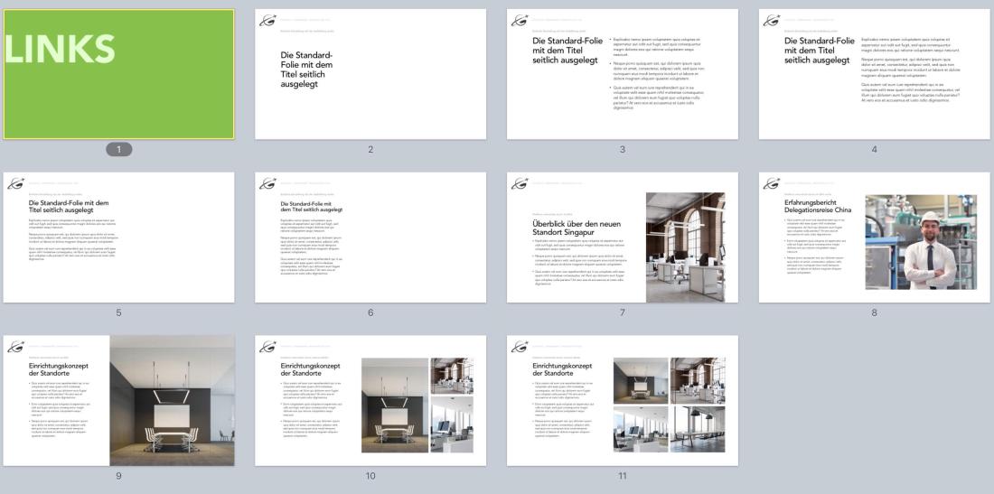 Keynote Vorlage Links ausgerichtet