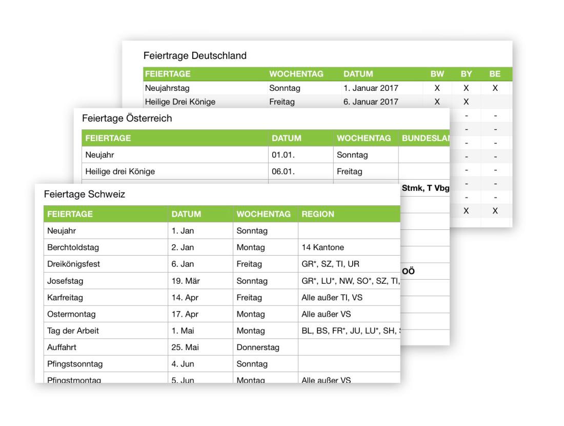 Numbers Vorlage Arbeitszeiterfassung mit Nachtschicht 2017 Ferienkalender