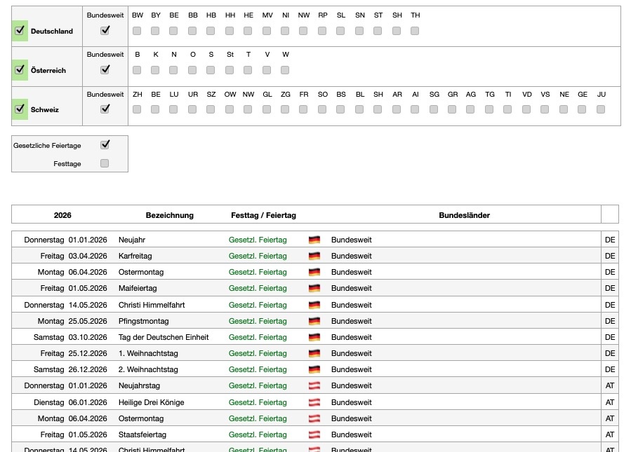 Numbers Vorlage Arbeitszeiterfassung mit Nachtschicht 2026 Feiertage Tabelle