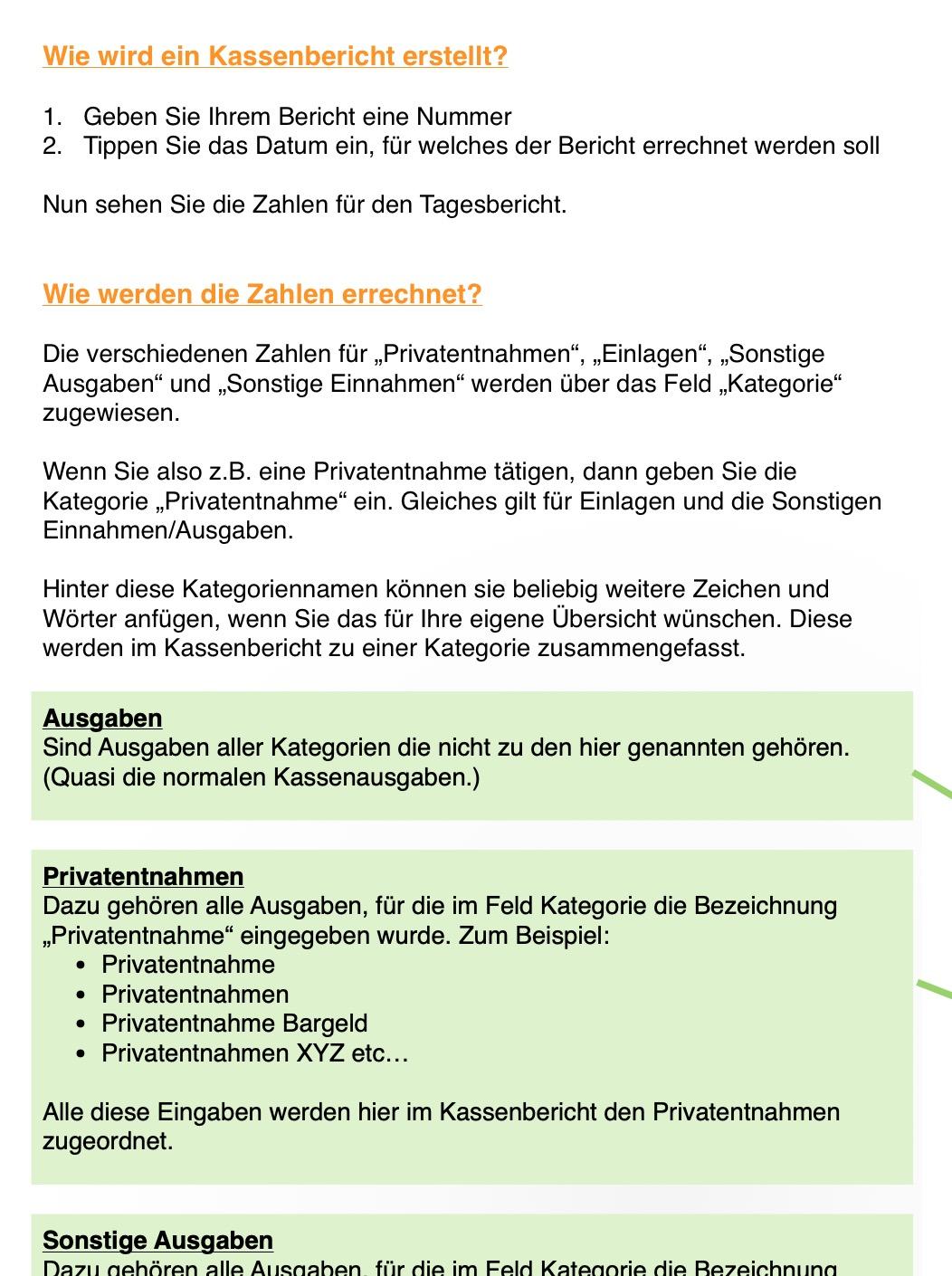 Numbers Vorlage Kassenbuch Hilfetext