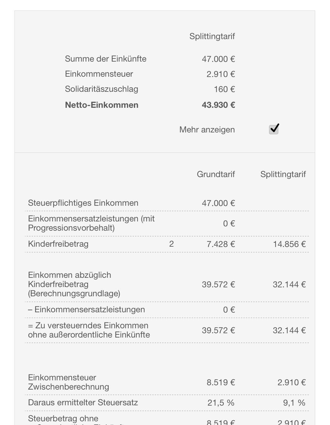 Numbers Vorlage Einkommensteuerrechner mehr
