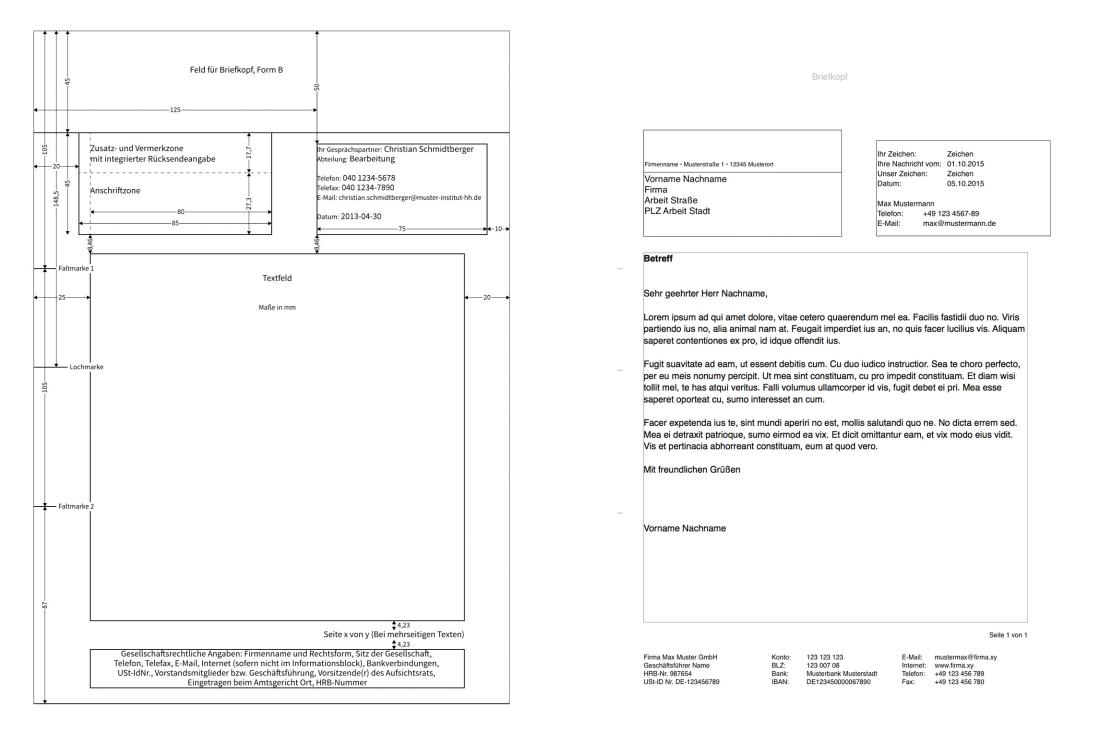 Pages Vorlage Briefvorlage nach DIN 5008 Abmessungen