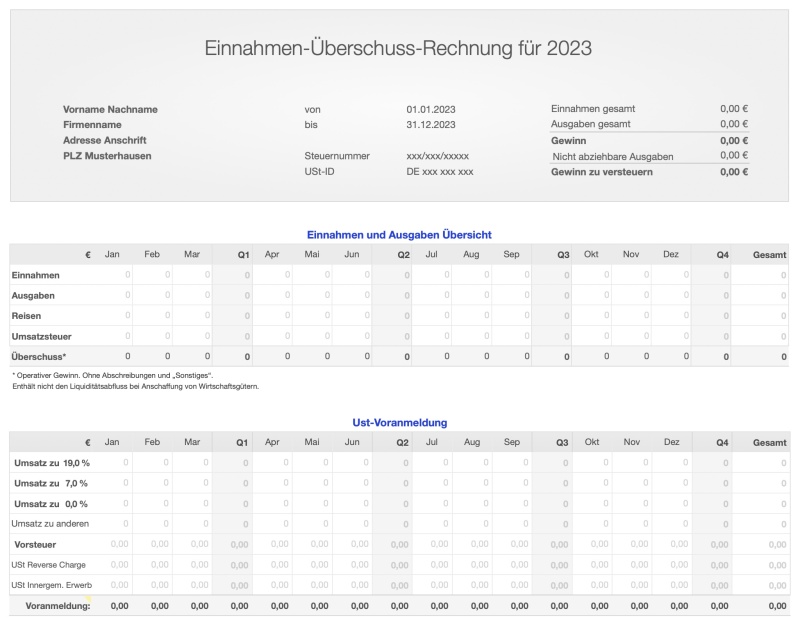 Einnahmen-Überschuss-Rechnung 2023 mit EKS für Mac und iPad 