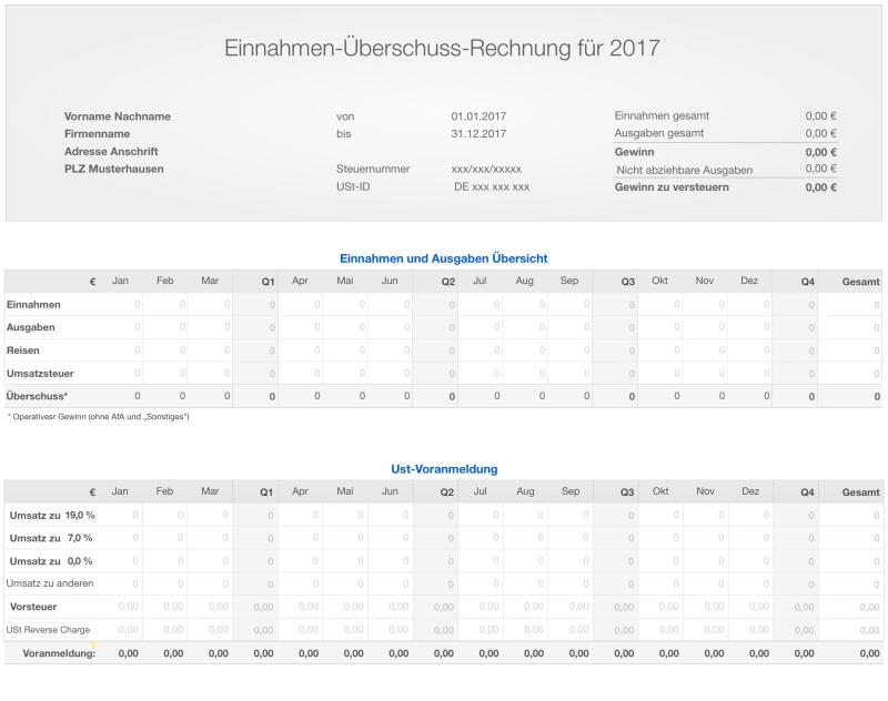 Einnahmen-Überschuss-Rechnung 2017 mit EKS für Mac und iPad 
