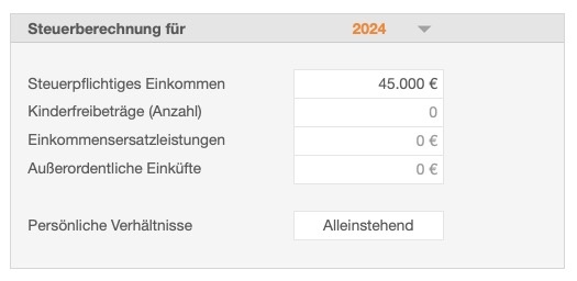 Numbers Vorlage Einkommensteuerrechner