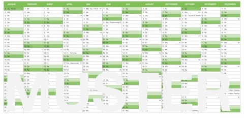 Numbers Vorlage Kalender 2026 für Mac