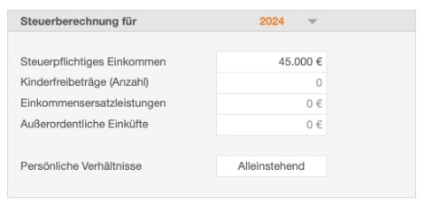 Numbers Vorlage Einkommensteuerrechner