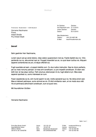 Pages Vorlage Briefvorlage nach DIN 5008